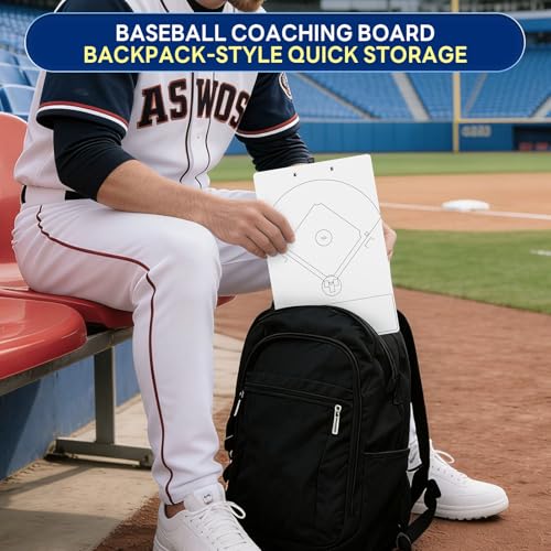 Magnetic Baseball Coach Clipboard, Dry Erase Coach Lineup Board, Premium Tactical Baseball Coaching Board with 40 Lineup Cards and Marker, Dugout Display Softball Coaching Accessories - color: B-vertical