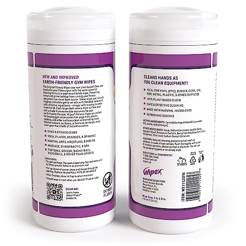 Wipex Original Gym Wipes - EWG Verified - Fitness Equipment Cleaner for Personal Workout Use, New Lint-Free Plant Based Cloth, 50 Count - Great for Yoga, Pilates, Home Gym (Pack of 12) - size: 50 Count (Pack of 12)