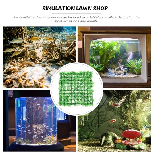 Luxshiny Realistic Artificial Grass Aquarium Rug with Thickened Base Simulation Plant Mat for Fish Tanks Reptile Terrariums and Pet Hiding with Suction Cups