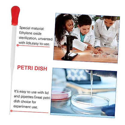 6pcs Petri Dishes Lids Transfer Pipettes Specimen Container for Science Lab