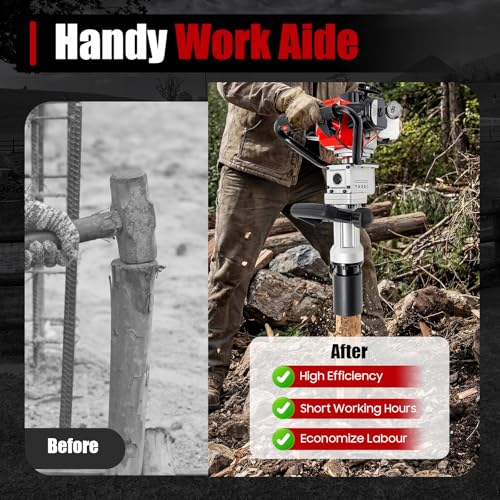 Bepritm Gas Powered T Post Driver, 32.7CC 2-Stroke Fence Post Pile Driver Gasoline Piling w/Conversion Head and Two Sleeves, 7000RPM Portable Petrol Piledriver (32.7CC 2 Stroke Style A) - color: 32.7cc 2 Stroke Style a