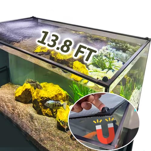 7.5 FT DIY Magnetic Fish Aquarium Anti-Jumping Net Cover, Mesh Screen Netting for Top Cover, Lid Prevents Reptiles from Jumping Out