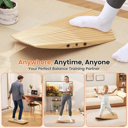 360° Wobble Balance Board for Standing Desk，Anti-Fatigue Rocker Board to Improve Focus, Burn Calories & Simulate Surfing & Skateboarding at Home or Office，Also Foot Strengthener & Stretcher for Plantar Fasciitis Relief.