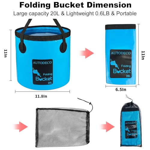 5 Gallon Collapsible Bucket Water Container Portable Wash Basin for Fishing Camping Car Washing Hiking 20L - color: Blue