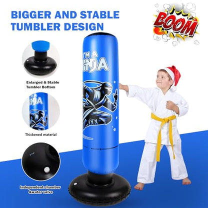 Onirii 66 Inch Kids Inflatable Punching Bag - color: Ninja Blue