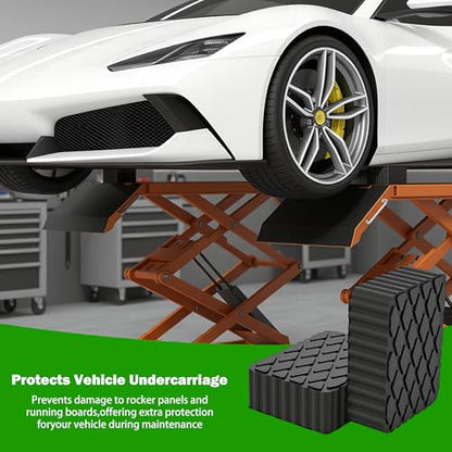 4pcs Solid Rubber Auto Lift Pads, Heavy Duty Car Lift Blocks 6-1/3" x 4-3/4" x 2", Universal Anti-Skid Rubber Spacer Blocks for Car Lift, Jacks and Racks, 3000 LBS Capacity for Each Pad