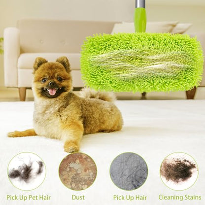 Unoutur Reusable Dry Sweeping Cloths Microfiber Wet Mop Pads Compatible with Swiffer Sweeper Mop Replacement Sweeping Mopping pad Refills for Hardwood Surface Floor Cleaning (4PCS)