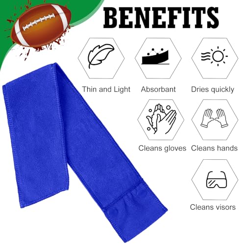Fanfanwin 6 Pcs Football Towels with Buttons Quick Dry Sports, Blue | Button Design Prevents Slipping, Quick Dry Basketball Workout, Lightweight Sweat Absorbent Towels Athletes Gym Training Use - color: Blue