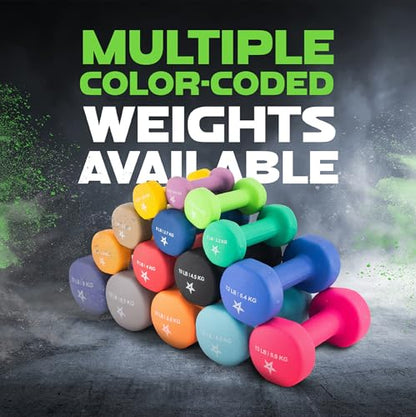 Yes4All Neoprene Dumbbells, Pairs and Sets with Rack for Home Workouts - color: B. Light Green - 3lbs - Pair, style: Pair