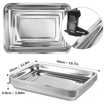 10-Pack 16 Inch Stainless Steel Growing Trays, Heavy-Duty Metal Sprouting Tray for Plants, Stainless Steel Plant Germination Trays for Hydroponics, Transplanting (Silver) - size: 10 Pack 16 Inch Silver