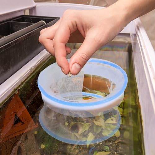 UKCOCO 2pcs Aquarium Breeding Box with Nylon Mesh, Floating Fish Tank Isolation Chamber for Guppy Fry and Shrimp Hatchery, Round Aquarium Breeder Net for Small Livebearers