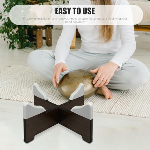 Adjustable Wooden Tongue Drum Stand Foldable Design and Silicone Anti-Slip Pad, Handpan Holder for Steel Drum Display and Performance,