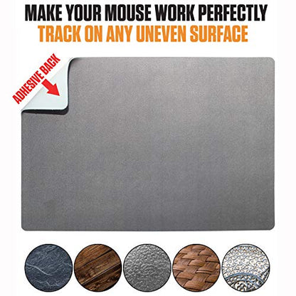 Mouse Pad Adhesive Bottom - Sticks to Any Surface - Portable - Webcam Covers and Screen Cleaner Included (2 Pack -Blank- Gray - color: 2 PACK - BLANK GRAY