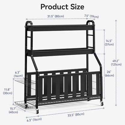 Sports Equipment Organizer, Large Capacity Garage Ball Storage Rack | Heavy-Duty Rolling Ball Cart with Locking Wheels for Basketball, Soccer & Sports Gear