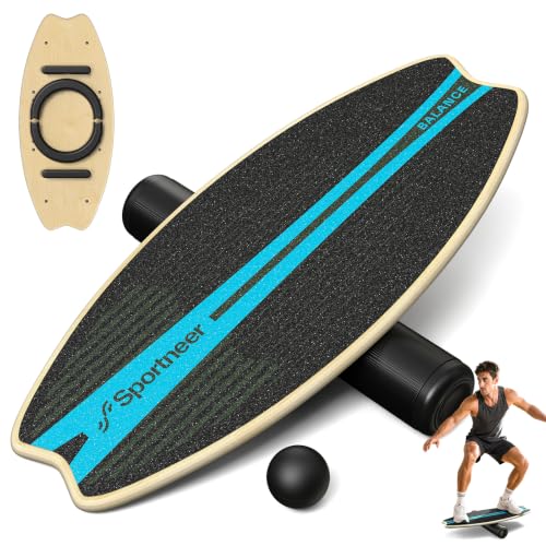 Sportneer Balance Board - 7 Mode Wobble Board with Roller & Ball - color: Sky Blue