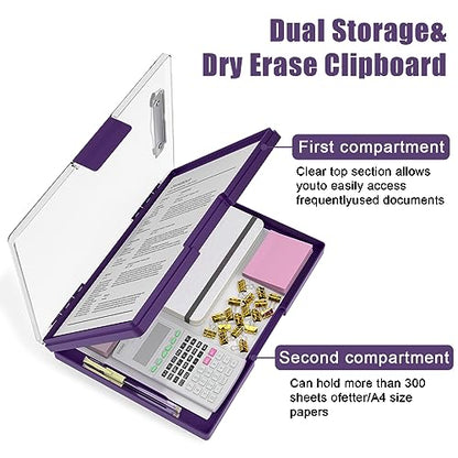 Hongri Clipboard with Storage, Purple 8.5 x 11 Clip Board, Dual Compartmen - color: Purple