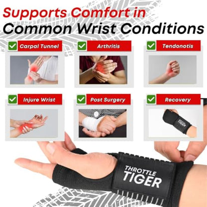 ® Motorcycle Wrist Brace Adjustable Wrist Wraps for Bikers, Wrist Support Reduces Hand Pain and Absorbs Vibration, Enhancing Comfort and Stability (Large) - size: Large
