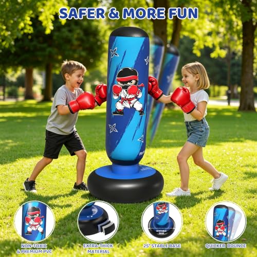 64 Inch Punching Bag for Kids, Kids Punching Bag with Gloves and Pump