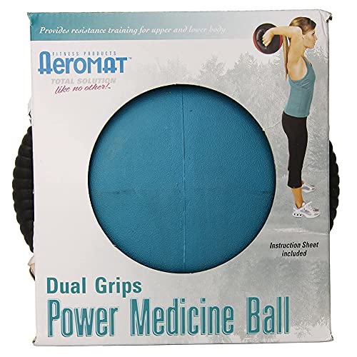 AEROMAT Dual Grip Power Medicine Balls for Abdominal Training and Rotational Movements - 9" Diameter - Weights Color-Coded - style: 12 lbs - Black/Teal