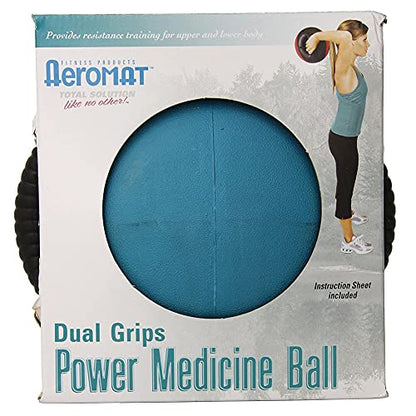 AEROMAT Dual Grip Power Medicine Balls for Abdominal Training and Rotational Movements - 9" Diameter - Weights Color-Coded - style: 12 lbs - Black/Teal
