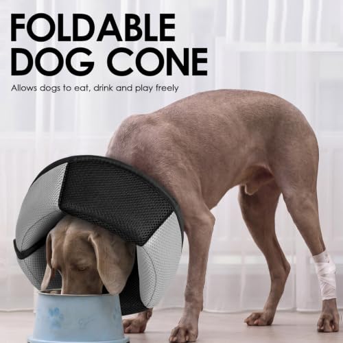 AOFITEE Dog Cone Adjustable Large Cone for Dogs After Surgery, Black L - color: Black, size: Large