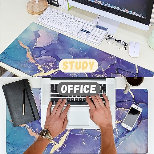 Large Mouse Pad Abstract Purple Marble Texture Extended Gaming Mouse Pad Non-Slip Desk Mat with Stitched Edge Laptop Computer Keyboard Mousepad for Office Home 35.4" x 15.7" - color: Abstract Purple Marble Texture