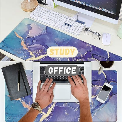 Large Mouse Pad Abstract Purple Marble Texture Extended Gaming Mouse Pad Non-Slip Desk Mat with Stitched Edge Laptop Computer Keyboard Mousepad for Office Home 35.4" x 15.7" - color: Abstract Purple Marble Texture