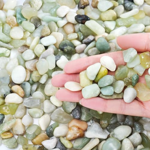 SIDONG 5 LB Jade Pebbles, 2/5 Inch Natural Decorative Polished Jade Stones, Jade River Rocks for Succulents, Cactus, Vases, Indoor Plants, Garden Landscaping, Bamboo - color: Jade, size: 5 Pounds