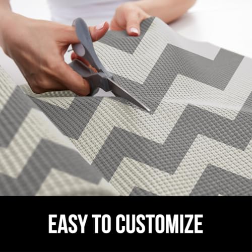 GORILLA GRIP powerGRIP Drawer Shelf and Cabinet Liner, Thick Strong Hold, Non-Adhesive Liners Protect Kitchen Cabinets and Cupboard, Bathroom Drawers, Easy Install, Breathable Mat, 12" x10' Gray White - color: Chevron: Gray/White, style: 12" x 10'