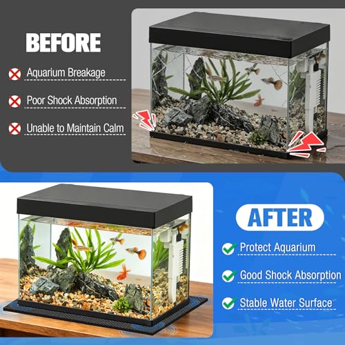 2PCS Aquarium Leveling Mat for Under Tank, 48" x 24" x 0.2" Neoprene Foam, Non-Slip Shockproof Self Leveling Fish Tank Mat, Easy to Cut, Water Compressible Mat for Uneven Surfaces, Black - size: 48x24 In -2P