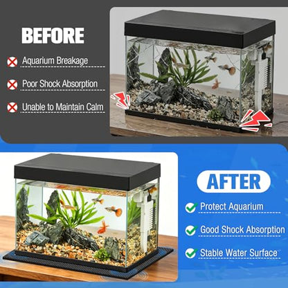2PCS Aquarium Leveling Mat for Under Tank, 23" x 15" x 0.2" Neoprene Foam, Non-Slip Shockproof Self Leveling Fish Tank Mat, Easy to Cut, Water Compressible Mat for Uneven Surfaces, Black - size: 23x15 In -2P