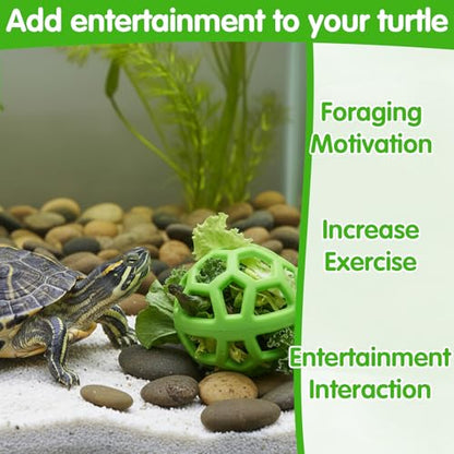 Turtle Toys for Aquatic Turtles, Tortoise Treat Foraging Toy Hanging Feeder Ball for Aquatic Turtle Tank Habitat Accessories