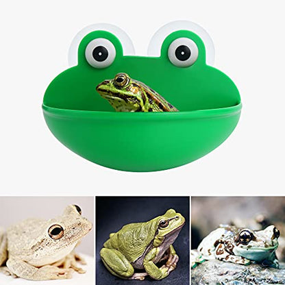 Frog Habitat Frog Dish Holder with Suction Cup, Frog Terrarium Cute Fish Tank Decoration for Tree Frog Toad Tadpole Small Aquatic Animal(2PC)