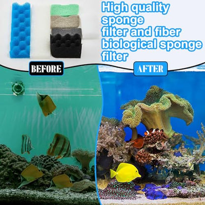 74 Pcs Canister Filter Media Kit Compatible with Fluval 406/407 Filter, Including Foam Pads, Water Polishing Pad, Activated Carbon, Nitrite/Phosphate/Ammonia Remover, Mesh Bag, 2 Ceramic Ring - style: 406/407