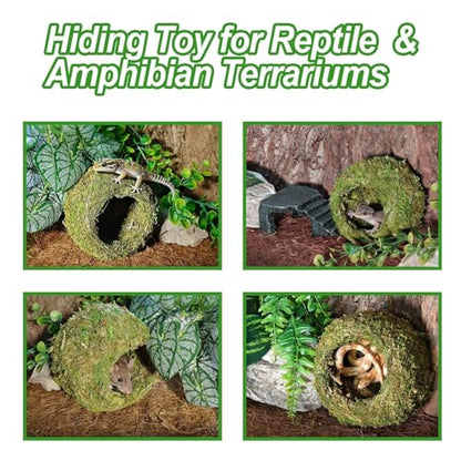 2pcs Crested Gecko Hide,Reptile Mossy Caves Hideout,Leopard Gecko Humid Hide,Natural Moss Cave Hiding Decor Tank Accessories for Reptiles, Amphibians,Invertebrates,Lizard,Frog