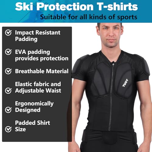 Men's Snowboard Protective Padded Shirt for Back Spine Shoulder Chest Protector Ski lmpact Shirt - size: Medium
