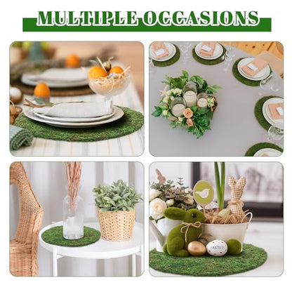 Canlierr 12 Pack Dried Moss Mats Sheets for Crafts, 10/12 Inch Round Green Preserved Moss Placemats for Wedding Party Birthday DIY Garden Plants Decor Home Table Decoration(10 Inch)