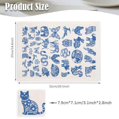 SUPERDANT 5 Pcs Blue Jungle Animal Ceramic Transfer Paper Underglaze Water Decal Ceramic Decal Paper Pottery Transfer Sheet for Plate Cup Vase Decoration Blue - style: Jungle Animals