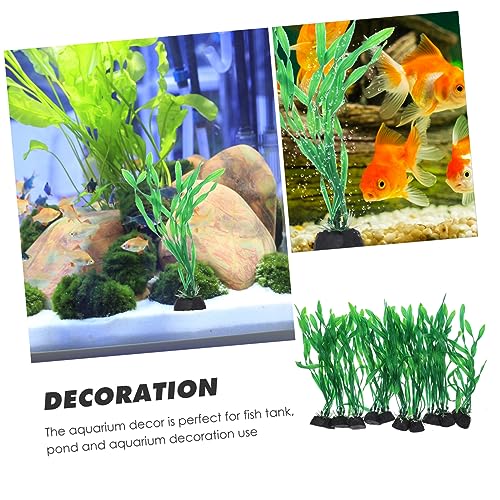 Kisangel 10pcs Artificial Aquarium Plants Realistic Fake Grass Decor for Fish Tank Creative Water Grass Decorations for Aquariums and Desktop Displays