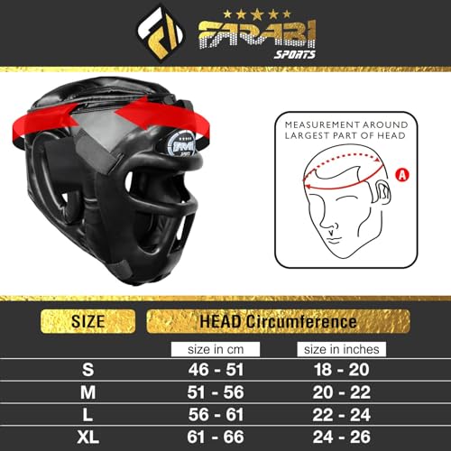Farabi Sports Boxing Headgear Grill Head Gear MMA Training Kickboxing Sparring Gear Removable Front Bar Grill - color: Black, size: Large