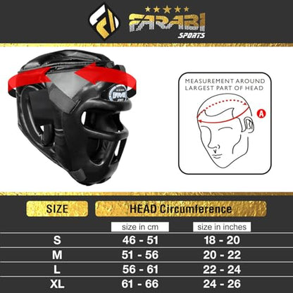 Farabi Sports Boxing Headgear Grill Head Gear MMA Training Kickboxing Sparring Gear Removable Front Bar Grill - color: Black, size: Large