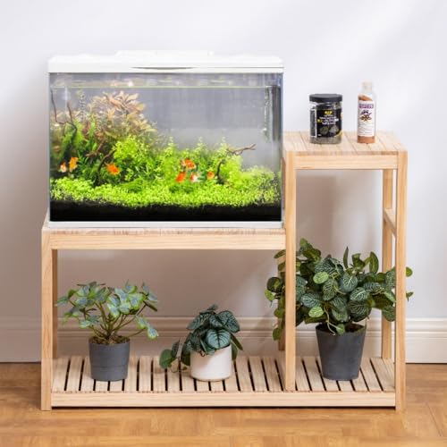 Fish Tank Stand, Wood Aquarium Stand, Plant Stand, Modern Flower Holder, 3 Tier Storage Shelves, Stand Utility Storage Shelf for Living Room, Balcony, Home Office(110cm/43.3in)