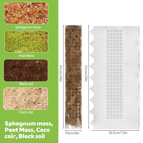 6 Pcs 24 Inch Plastic Moss Pole for Plants Monstera, Transparent White Large D Shaped Plant Support for Climbing Indoor Plants Ideal for Sphagnum Moss