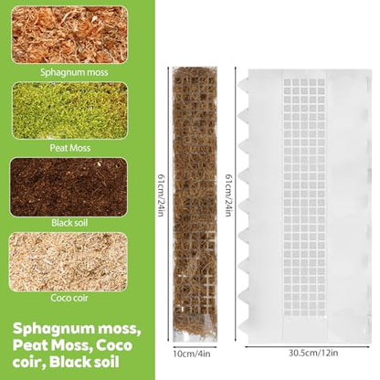 6 Pcs 24 Inch Plastic Moss Pole for Plants Monstera, Transparent White Large D Shaped Plant Support for Climbing Indoor Plants Ideal for Sphagnum Moss