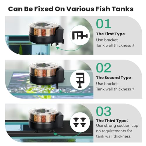 hygger Automatic Fish Feeder for Aquarium: Auto Fish Food Dispenser with LED Display & Timer, Precision Auto Aquarium Vacation Feeder for Fishes with 3 AA Batteries for Betta Turtle Goldfish