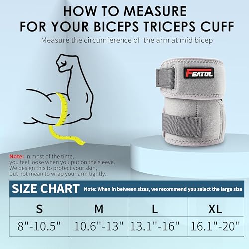 FEATOL Bicep Tendonitis Brace, Upper Arm Compression Sleeve Support Bands - color: Gray, size: Medium
