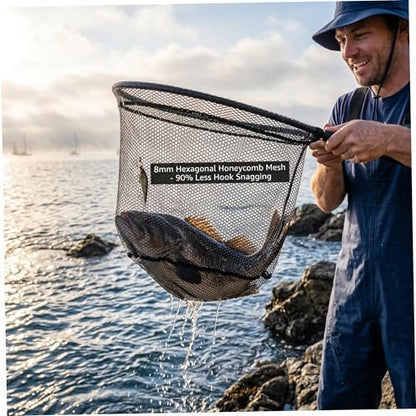 Kayak Fishing Net, Heavy Duty Fishing Net Replacement Netting, 10-Strand Nano Fabric, Hexagonal Mesh, Quick-Dry, 15.75x15.75 Inch Replacement for