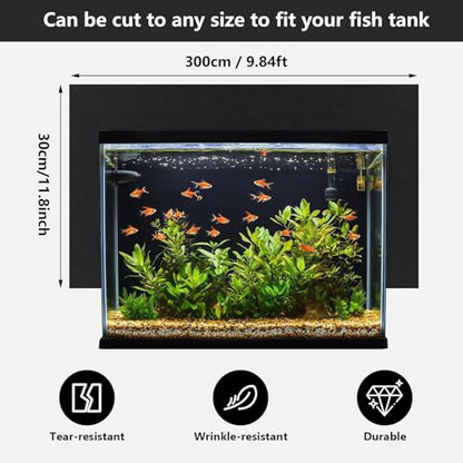 COYOUCO Black Matte Fish Tank Background Static – Static Cling, Opaque PVC Aquarium Sticker, Trim-to-Fit for Freshwater & Saltwater Tanks, Terrariums,30×300cm - size: 30×300cm