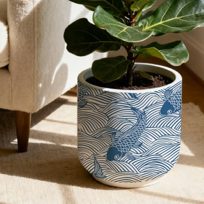 SUPERDANT 5PCS Fish and Waves Underglaze Paper Transfer Chinese Style Transfer Paper for Clay Ceramic Porcelain Under Glaze Transfers for Pottery Enamel Decals Blue Underglaze Papers Handcrafted Gifts - style: Fish and Waves