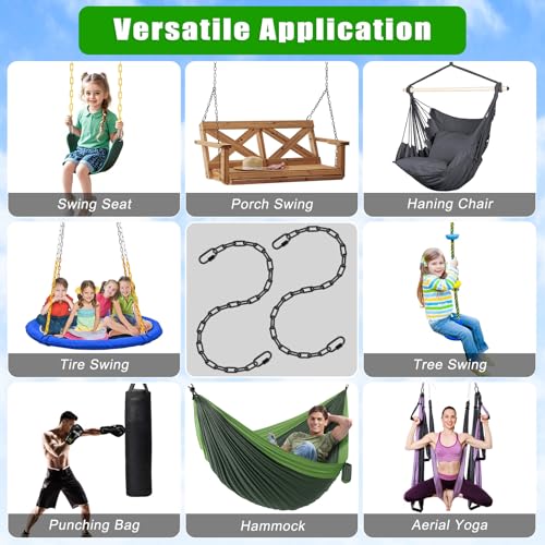 BeneLabel 2Pcs 85" Heavy Duty Swing Chain with Hooks Porch Swing Chains - color: Black, size: 85"
